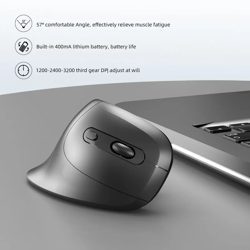 2.4Ghz Mute Silent Click Vertical Ergonomic Mouse Wireless Mice Comfort Grip Design to Reduce Muscle Strain