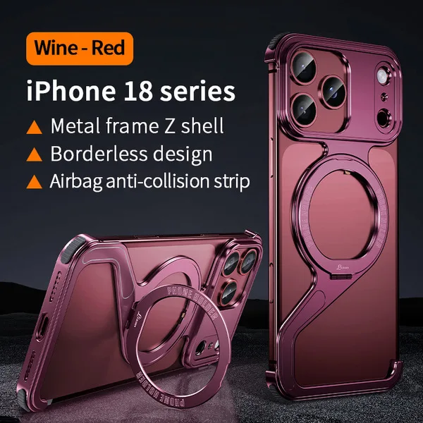 Suitable for Apple 18Promax Mobile Phone Case Z-Shaped Bracket Magsafe Magnetic Suction Iphone1716 Metal Protective Case