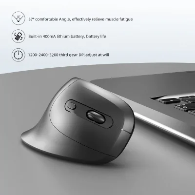 2.4Ghz Mute Silent Click Vertical Ergonomic Mouse Wireless Mice Comfort Grip Design to Reduce Muscle Strain